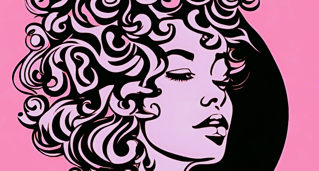 logo de mujer con pelo rizado